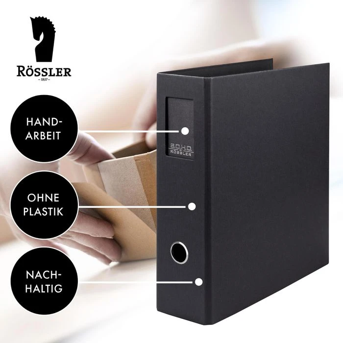 Rössler-Papier Ordner 1317452709 S.O.H.O., Karton, A4, 8,5cm, Schwarz, Mit Rückenschild 6 Rössler-Papier Ordner 1317452709 S.O.H.O., Karton, A4, 8,5cm, Schwarz, Mit Rückenschild – Bild 6