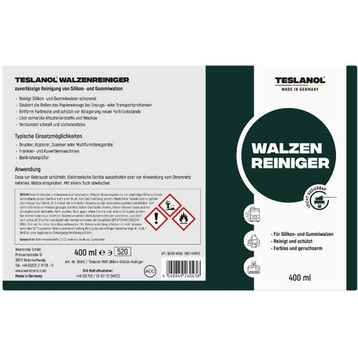 Teslanol Walzenreiniger, Für Silikon- & Gummiwalzen, Mit Sprühkopf, 400ml 2 Teslanol Walzenreiniger, Für Silikon- & Gummiwalzen, Mit Sprühkopf, 400ml – Bild 2