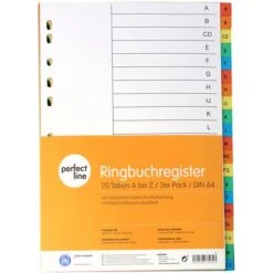 Perfect-line Register A4, A-Z, Karton, 20-teilig, Vollfarbig, 3 Stück