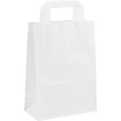 Topcraft Tragetaschen Weiß, 22 X 36cm, Papiertüten Mit Henkel, 250 Stück