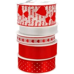 Präsent Geschenkband Herzen, Rot/weiß, Stoffband, 15-40mm X 3m, Matt, Set Mit 5 Motiven -Novus Leitz Verkaufe 140745c2cdc67385bb4d15b3243743837d3af5af geschenkband praesent herzen rotweiss