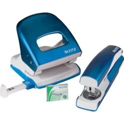 Leitz Heftgerät 5095-10-36, NeXXt WOW, Set, Heftleistung 30 Blatt, Blau Metallic, 3-teilig