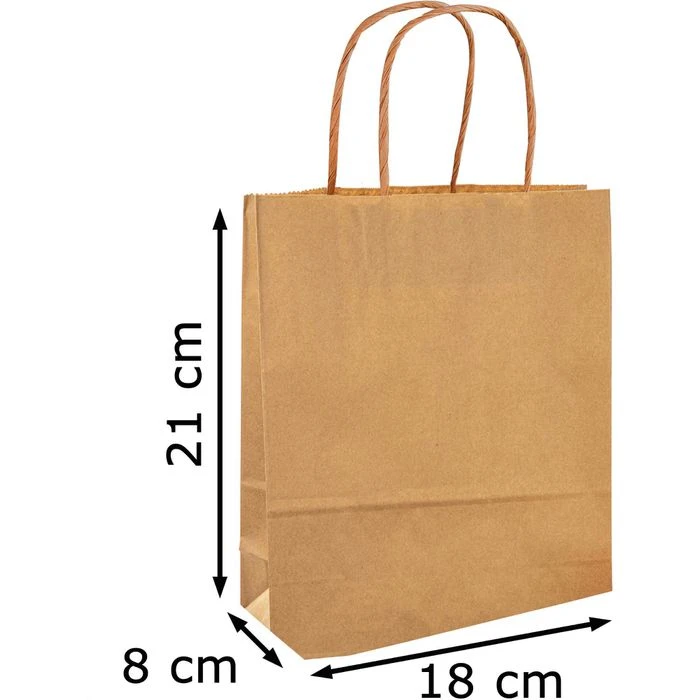 Folia Tragetaschen Braun, 18 X 21cm, Papiertüten Mit Henkel, 20 Stück 2 Folia Tragetaschen Braun, 18 X 21cm, Papiertüten Mit Henkel, 20 Stück – Bild 2