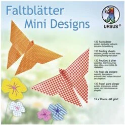 Ursus Faltblätter 2975599F, Mini Designs, 15 X 15cm, 80g/m², 10 Farben Sortiert, 100 Blatt