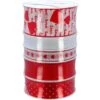Präsent Geschenkband Herzen, Rot/weiß, Stoffband, 15-40mm X 3m, Matt, Set Mit 5 Motiven