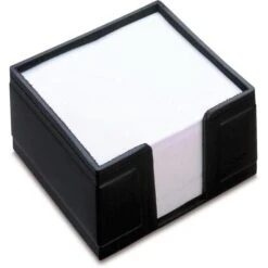 Läufer Zettelbox 34186 Modena, Schwarz, Gefüllt Mit 200 Notizzetteln, Echt Leder