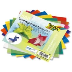 Folia Faltblätter 825/1515, Aus Transparentpapier, 15 X 15cm, 42g/qm, 10 Farben Sortiert, 500 Blatt