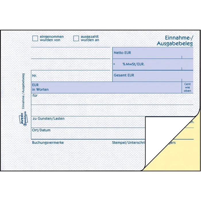 Zweckform Einnahme-/Ausgabebelege 1755, A6 Quer, Weiß/gelb, Selbstdurchschreibend, 2 X 40 Blatt 2 Zweckform Einnahme-/Ausgabebelege 1755, A6 Quer, Weiß/gelb, Selbstdurchschreibend, 2 X 40 Blatt – Bild 2