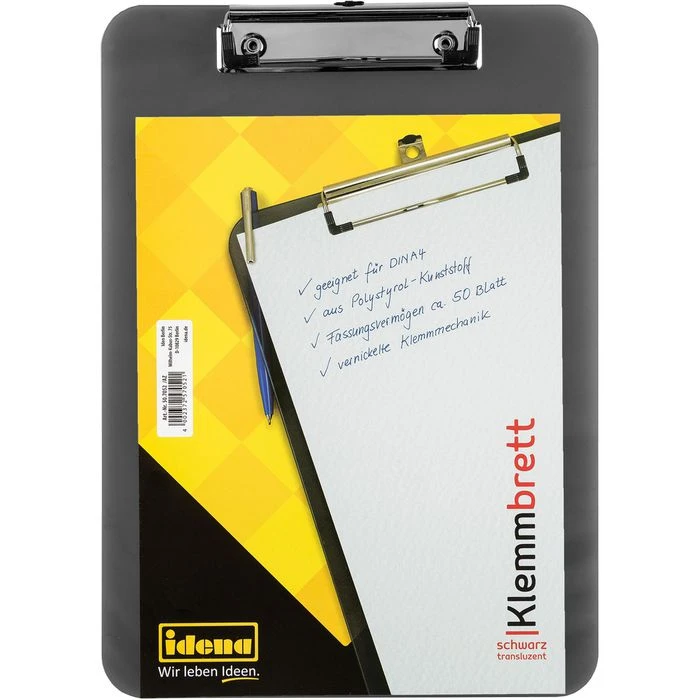 Idena Klemmbrett 507052, A4, Kunststoff, Schwarz Transluzent 2 Idena Klemmbrett 507052, A4, Kunststoff, Schwarz Transluzent – Bild 2