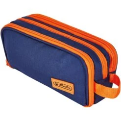 Herlitz Federmäppchen Doppelfaulenzer Etui Neon, Multifunktion Schüler- & Schlamperetui Blau/orange