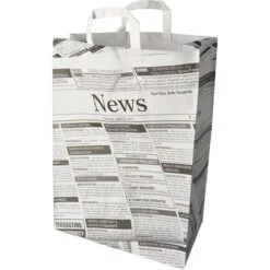Papstar Tragetaschen Newsprint, Weiß, 32 X 44cm, Papiertüten Mit Henkel, 50 Stück