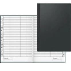 Rido-Ide Buchkalender Ultraplan Jahresunabhängig, Reservierungsbuch, 1 Tag Auf 2 Seiten, Schwarz, A4