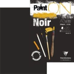 Clairefontaine Zeichenblock PaintON 975170C, A3, 250 G/m², Geleimt, Schwarz, 20 Blatt