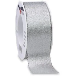 Präsent Geschenkband Wien, Silber, Stoffband, 40mm X 20m, Glitzernd