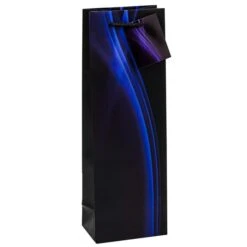 Böttcher-AG Geschenktüte Business Wave, Flaschentüte, 10 X 33cm, Schwarz / Blau