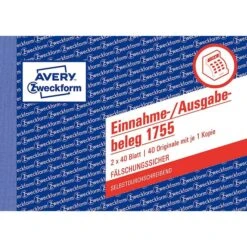 Zweckform Einnahme-/Ausgabebelege 1755, A6 Quer, Weiß/gelb, Selbstdurchschreibend, 2 X 40 Blatt 7 Zweckform Einnahme-/Ausgabebelege 1755, A6 Quer, Weiß/gelb, Selbstdurchschreibend, 2 X 40 Blatt -Novus Leitz Verkaufe db2968b0f1510dc7d8c0864add52bc4475766303 einnahme ausgabebeleg zweckform 1755 a6 quer