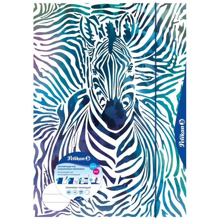 Pelikan Zeichenmappe 238205, Zebra, A3, Karton, 3 Einschlagklappen, Gummizug 4 Pelikan Zeichenmappe 238205, Zebra, A3, Karton, 3 Einschlagklappen, Gummizug – Bild 4