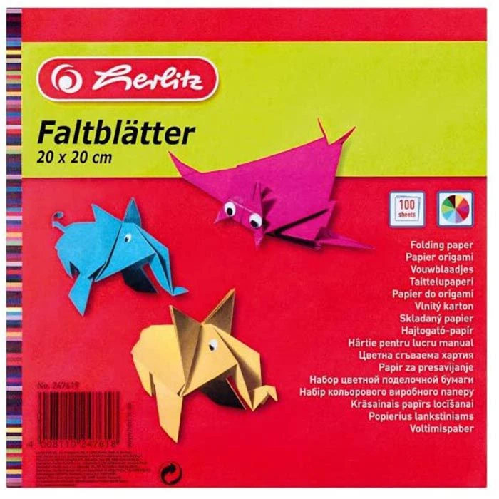 Herlitz Faltblätter 247619, 20 X 20cm, 60g/m², 10 Farben Sortiert, 100 Blatt 1 Herlitz Faltblätter 247619, 20 X 20cm, 60g/m², 10 Farben Sortiert, 100 Blatt