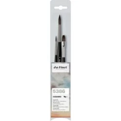 Da Vinci Da-Vinci Pinsel Casaneo 5386 Aquarellpinsel, 3 Stück, Haarpinsel Flach Und Rund, Größe 4 Und 8