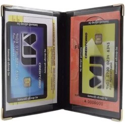MJ-Design-Germany Ausweisetui 2242, Schwarz, 4 Fächer, 9 X 12cm, Kunstleder