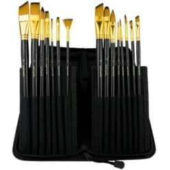 Mont-Marte Pinsel Studiopinsel-Set, Acryl & Aquarell, Verschiedene Größen, 15 Stück