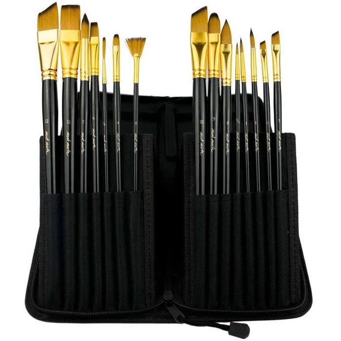 Mont-Marte Pinsel Studiopinsel-Set, Acryl & Aquarell, Verschiedene Größen, 15 Stück 1 Mont-Marte Pinsel Studiopinsel-Set, Acryl & Aquarell, Verschiedene Größen, 15 Stück